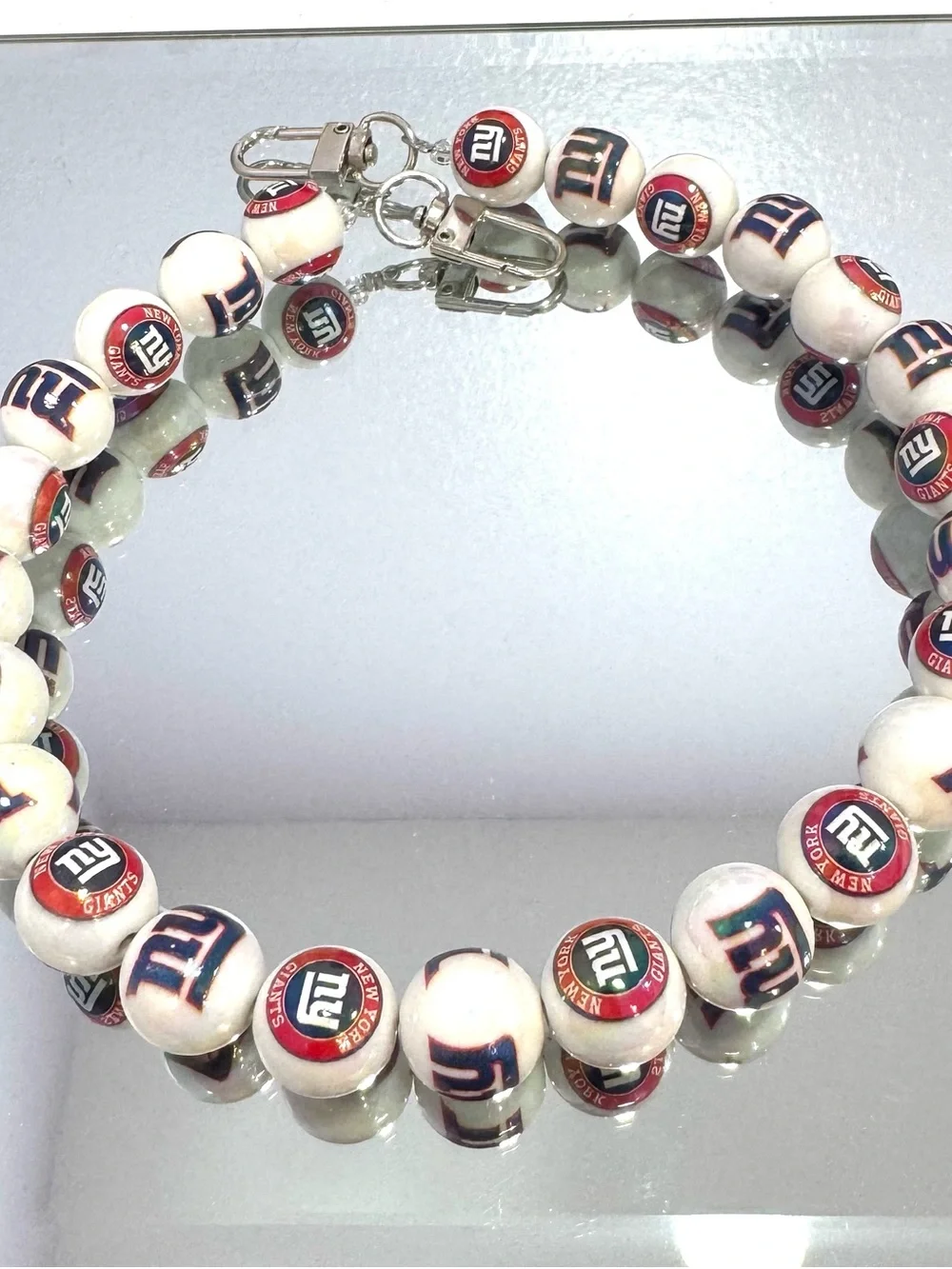 New White Beaded NY Bag Chain 18 inches